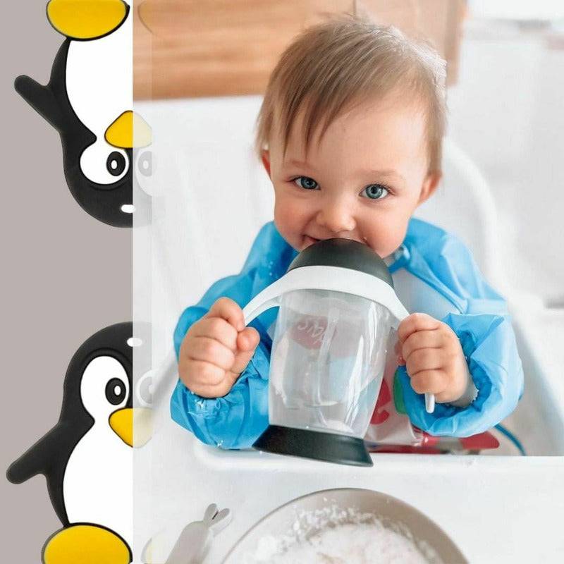 Cana de apa, Bocioland, Cu pai si manere, 300 ml, 6 luni+, Black - gogobaby.ro