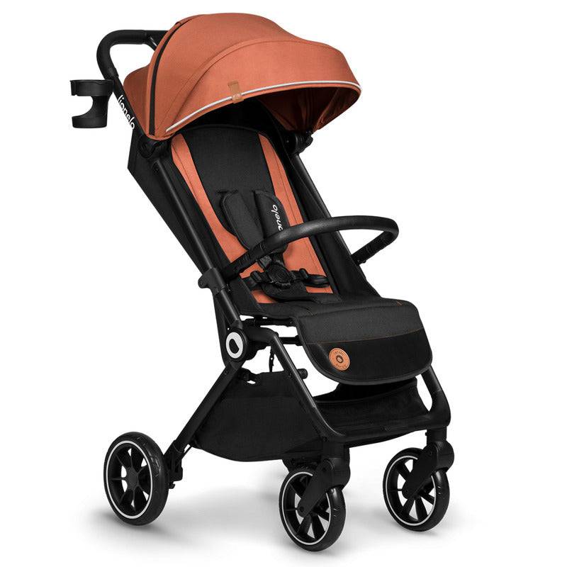 Carucior sport, Lionelo, Cloe, Cu accesorii, Cadru din aluminiu, Pana la 22 kg, Usor, Pliere compacta pentru avion, cu o singura mana, Ideal pentru toate tipurile de suprafete, 6 luni+, Maro - gogobaby.ro
