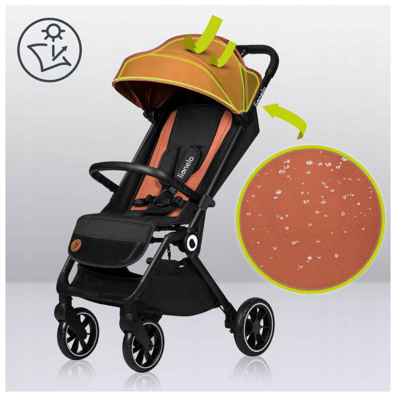 Carucior sport, Lionelo, Cloe, Cu accesorii, Cadru din aluminiu, Pana la 22 kg, Usor, Pliere compacta pentru avion, cu o singura mana, Ideal pentru toate tipurile de suprafete, 6 luni+, Maro - gogobaby.ro