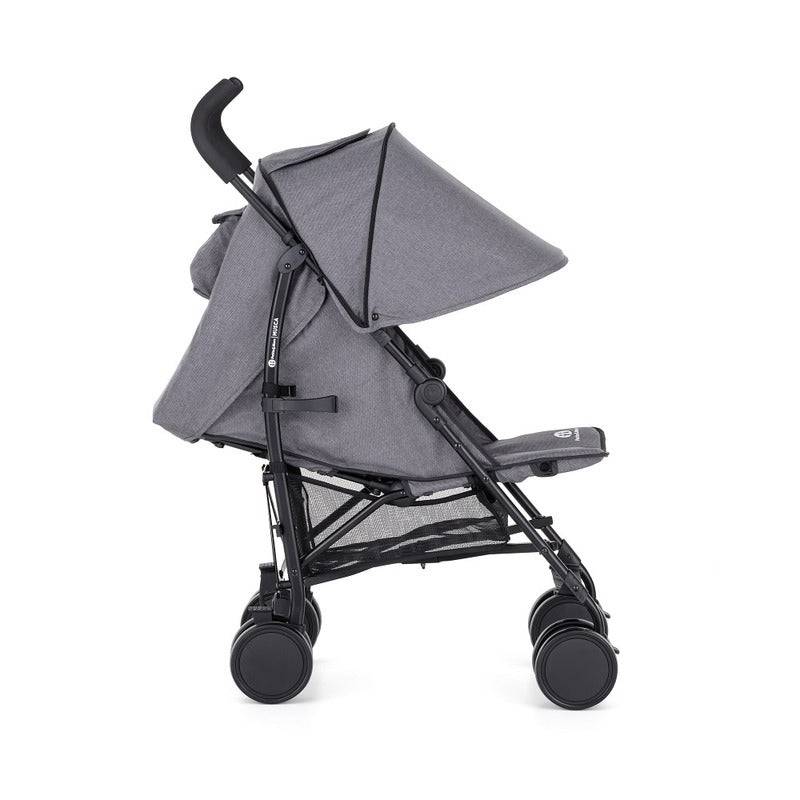 Carucior sport, Petite&Mars, Musca, Cu spatar reglabil, Capotina XXL, Usor, 7.9 kg, 6 luni+, Conform cu standardul european de securitate EN 1888:2018, Gri
