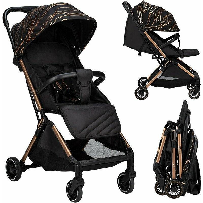 Carucior sport, FreeON, Unique, Pliabil automat, Spatar reglabil, Suport pentru sticla, 6.6 Kg, Conform cu standardul european de securitate EN 1888-2:2018, Gold Rose - gogobaby.ro