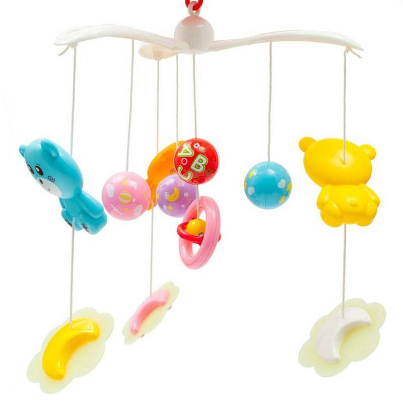 Carusel muzical, BabyMix, Pentru patut bebelusi, Cu proiectii, Cu melodii si sunete ale naturii, Cu 11 jucarii, Red - gogobaby.ro