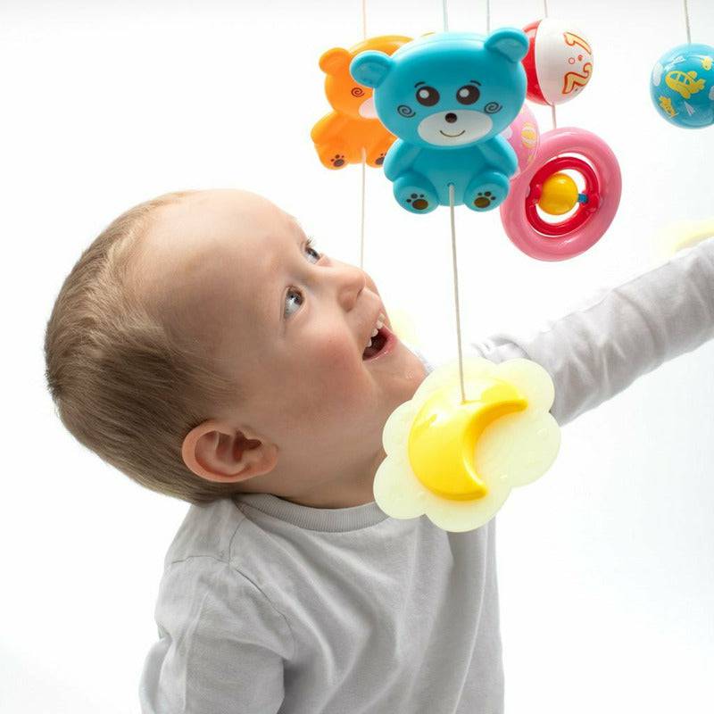 Carusel muzical, BabyMix, Pentru patut bebelusi, Cu proiectii, Cu melodii si sunete ale naturii, Cu 11 jucarii, Red - gogobaby.ro