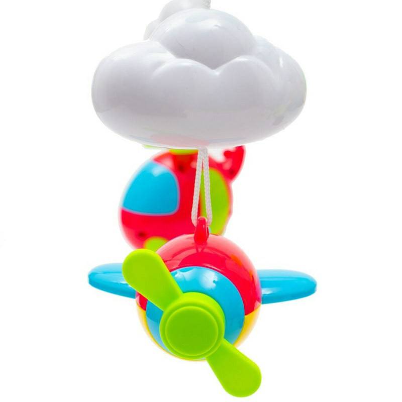 Carusel muzical, BabyMix, Pentru patut bebelusi, Cu proiectii, Cu 107 melodii si sunete ale naturii, Cu 4 jucarii, Blue - gogobaby.ro