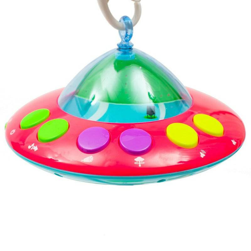 Carusel muzical, BabyMix, Pentru patut bebelusi, Cu proiectii, Cu 107 melodii si sunete ale naturii, Cu 4 jucarii, Blue - gogobaby.ro