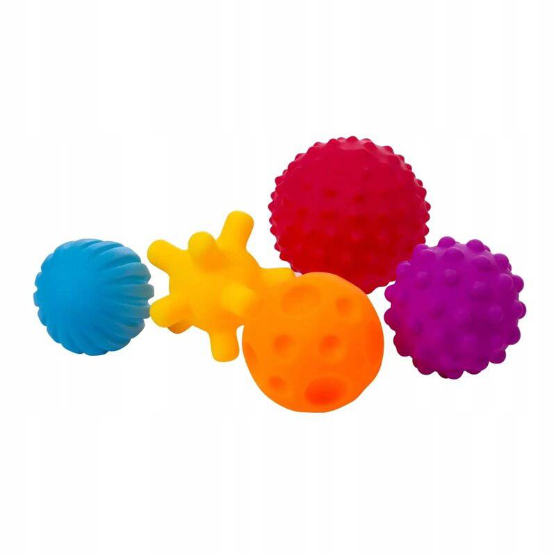 Set mingi senzoriale, Bocioland, Colorate, Pentru bebelusi, 5 piese - gogobaby.ro