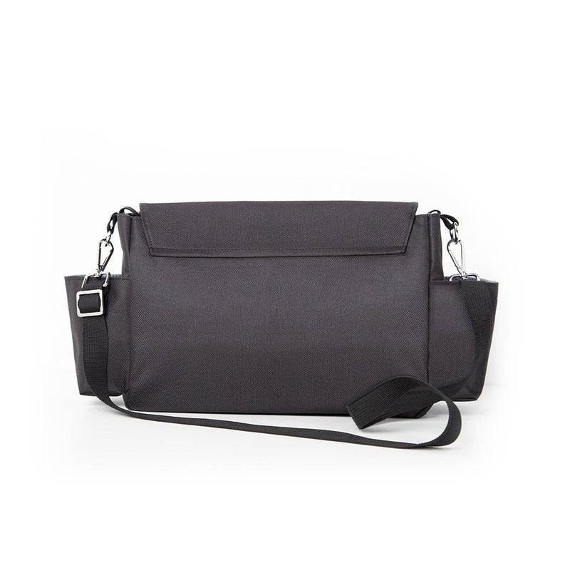 Geanta pentru scutece si organizator carucior, Petite&Mars, Sara, 2 in 1, Cu 7 buzunare, 1 buzunar cu izolatie termica, Dimensiune compacta, 40x23x10 cm, Negru/Maro - gogobaby.ro