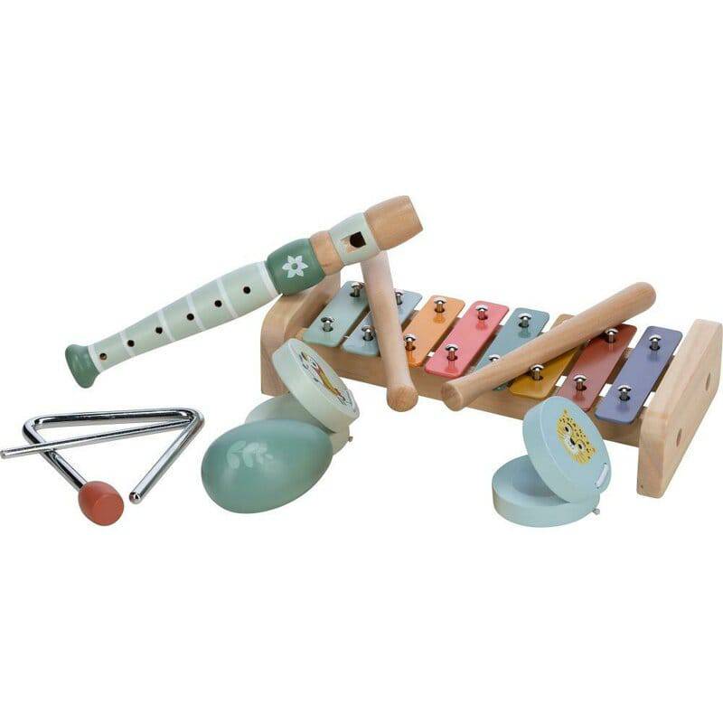 Set instrumente muzicale, Free2Play, 5 in 1, Contine xilofon, Fluier, Din lemn, Conform cu standardul european de securitate EN71/123, 3 ani+, Multicolor - gogobaby.ro