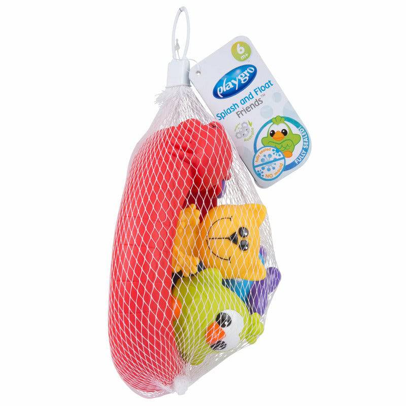 Set 3 animalute de baie si barca plutitoare, Playgro, Fara gauri, Cu gentuta pentru transport, Fara BPA, Splash and Float Friends, Multicolor - gogobaby.ro