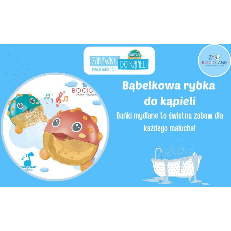 Jucarie Interactiva de baie, Bocioland, Peste cu difuzor pentru baloane de spuma si muzica, Fixare cu Ventuze, Verde, 20x20 cm - gogobaby.ro