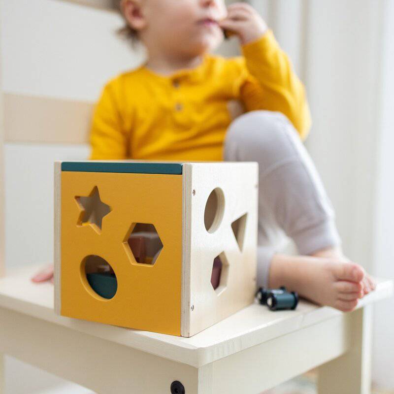 Cub de activitati, Petite&Mars, Gravity Wood of Mars, Cu 12 piese, 12 luni+, Multicolor - gogobaby.ro