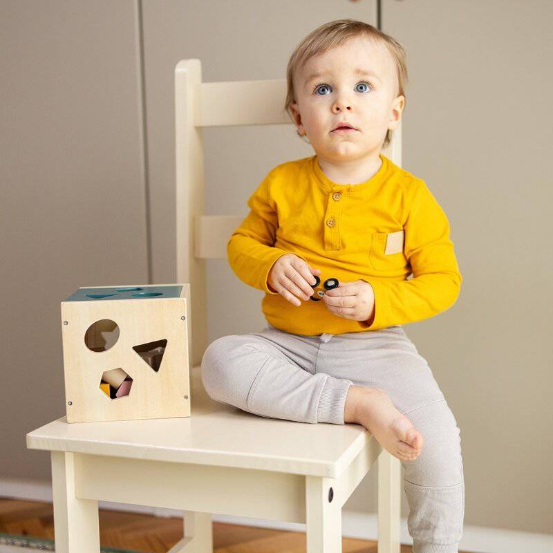 Cub de activitati, Petite&Mars, Gravity Wood of Mars, Cu 12 piese, 12 luni+, Multicolor - gogobaby.ro