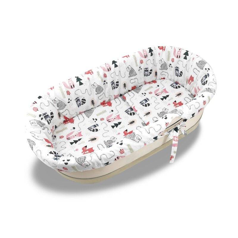 Set pentru landou/cosulet, MimiNu, Cu protectie, saltea si pernuta, Din bumbac certificat Oeko Tex Standard 100, Fox - gogobaby.ro