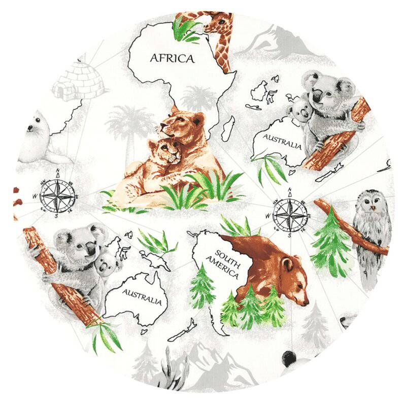 Lenjerie patut 3 piese, Qmini, Pentru patut 120x60 cm, Cu protectie laterala, Din bumbac certificat Oeko Tex Standard 100, The continents - gogobaby.ro