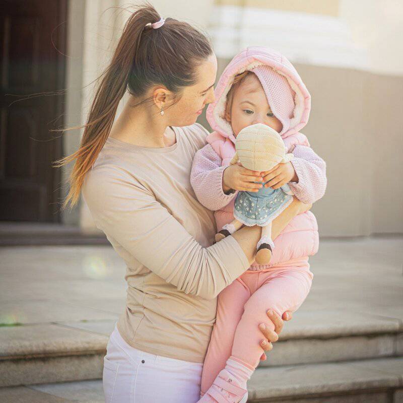 Papusa, Petite&Mars, Elise, Din plus, 35 cm, Ambalaj cu mini puzzle din carton, 0 luni+, Multicolor - gogobaby.ro
