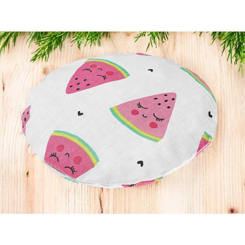 Pernuta anticolici, Qmini, Umpluta cu samburi de cirese, Cu husa din bumbac, Diametru 14 cm, Watermelon - gogobaby.ro