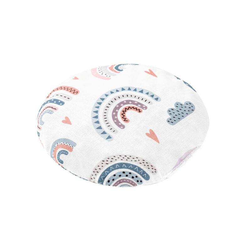 Pernuta anticolici, Qmini, Umpluta cu samburi de cirese, Cu husa din bumbac, Diametru 14 cm, Rainbow - gogobaby.ro