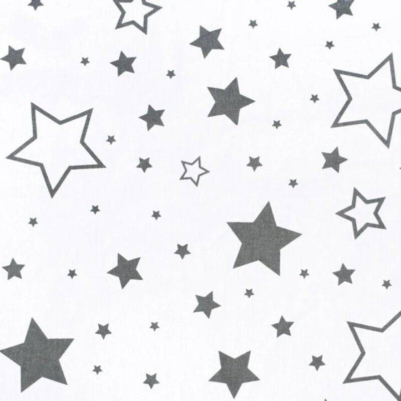 Perna alaptare, New Baby, Stelute, Cu husa detasabila, Din bumbac, 125x16 cm, Gri - gogobaby.ro