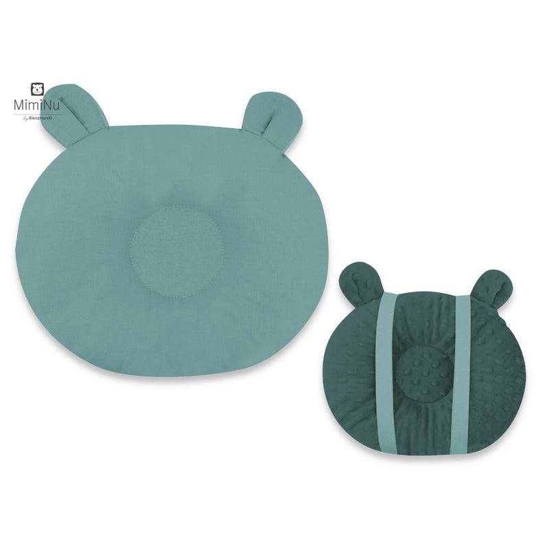 Perna bebelusi, MimiNu, Ursulet, Multifunctionala, Cu doua fete, Tesatura pufoasa minky si bumbac, Materiale certificate Oeko Tex Standard 100, Colectia Royal, Minky Nepal Green - gogobaby.ro