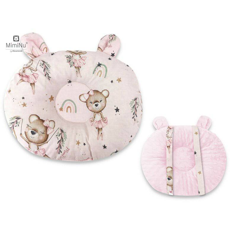 Perna bebelusi, MimiNu, Ursulet, Multifunctionala, Cu doua fete, Tesatura pufoasa minky si bumbac, Materiale certificate Oeko Tex Standard 100, Design, Minky Little Ballerina Pink - gogobaby.ro