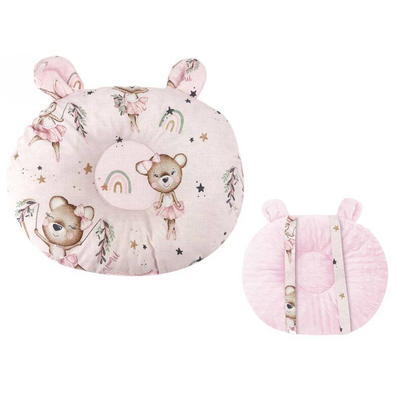 Perna bebelusi, MimiNu, Ursulet, Multifunctionala, Cu doua fete, Tesatura pufoasa minky si bumbac, Materiale certificate Oeko Tex Standard 100, Design, Minky Little Ballerina Pink - gogobaby.ro