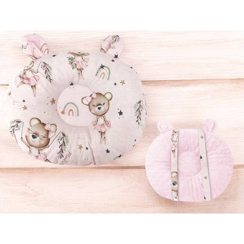 Perna bebelusi, MimiNu, Ursulet, Multifunctionala, Cu doua fete, Tesatura pufoasa minky si bumbac, Materiale certificate Oeko Tex Standard 100, Design, Minky Little Ballerina Pink - gogobaby.ro