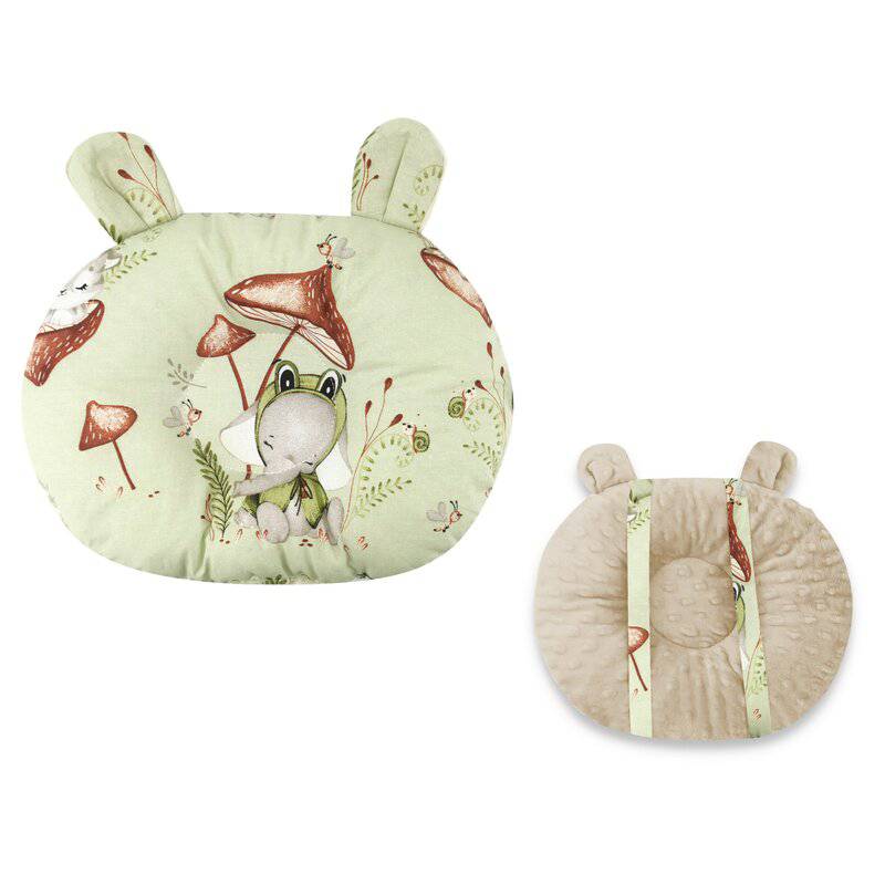 Perna bebelusi, Qmini, Ursulet, Multifunctionala, Cu doua fete, Tesatura pufoasa minky si bumbac, Materiale certificate Oeko Tex Standard 100, 30x23 cm, Frogs - gogobaby.ro