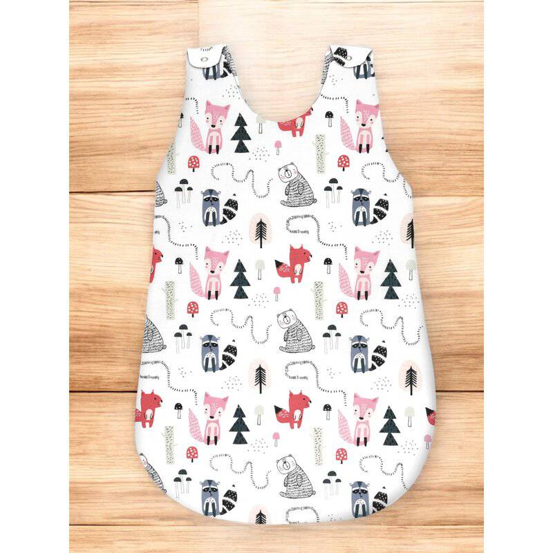 Sac de dormit, MimiNu, Pentru bebelusi, De iarna, Din bumbac certificat Oeko Tex Standard 100, Cu fermoar lateral, Cu capse pe umar, 70 cm, 0 - 6 luni, 2.5 Tog, Fox - gogobaby.ro