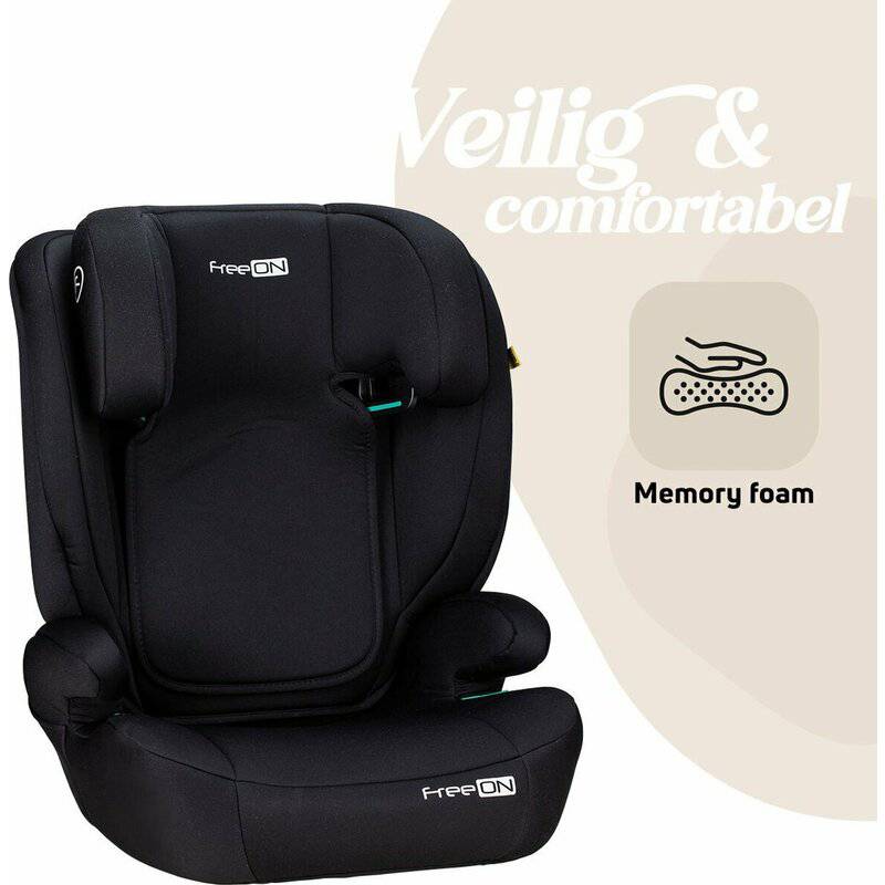 Scaun auto, FreeON, Vega, I-Size, Grupa 2/3, 100-150 cm, 4-12 ani, Cu husa detasabila, Cu cotiere, Cu tetiera reglabila 14 pozitii, Conform cu standardul european de securitate ECE R129, Negru - gogobaby.ro