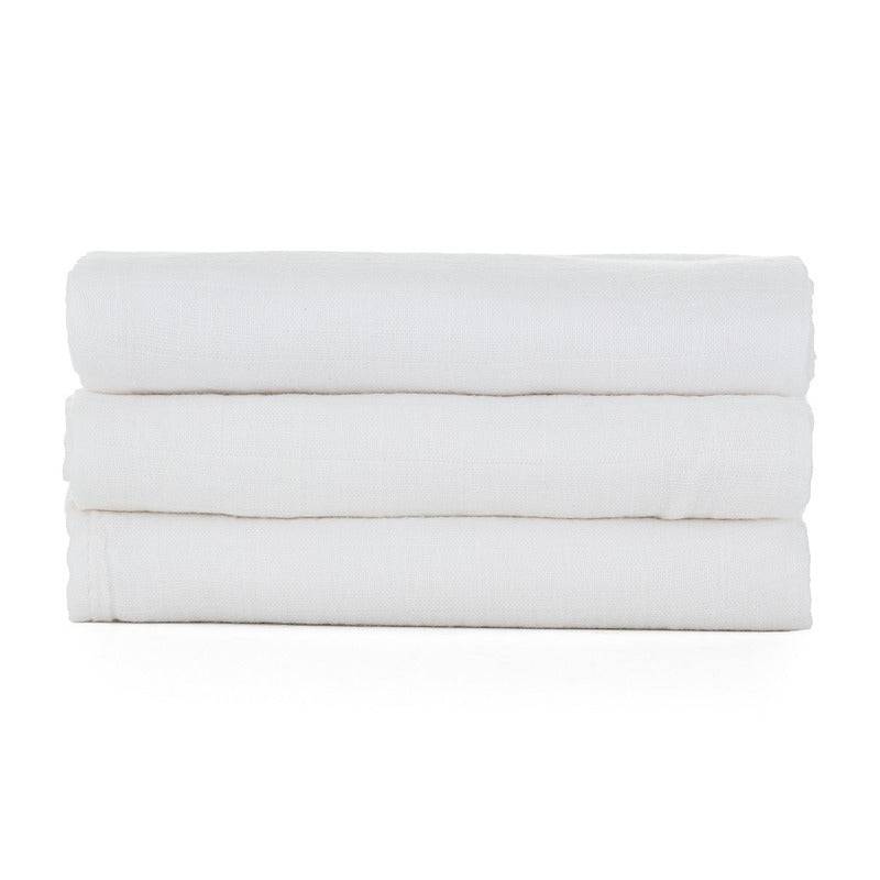 Set 3 scutece, Petite&Mars, Moussy Total White, Din muselina de bambus, Hipoalergenice, 68 x 68 cm, Certificate Oeko Tex Standard 100, Alb - gogobaby.ro