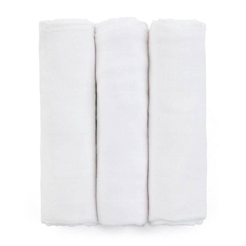 Set 3 scutece, Petite&Mars, Moussy Total White, Din muselina de bambus, Hipoalergenice, 68 x 68 cm, Certificate Oeko Tex Standard 100, Alb - gogobaby.ro