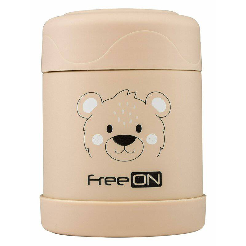 Termos, FreeON, Pentru alimente solide Din otel inoxidabil Mentine cald pana la 12 ore si rece pana la 24 ore, Beige Bear - gogobaby.ro