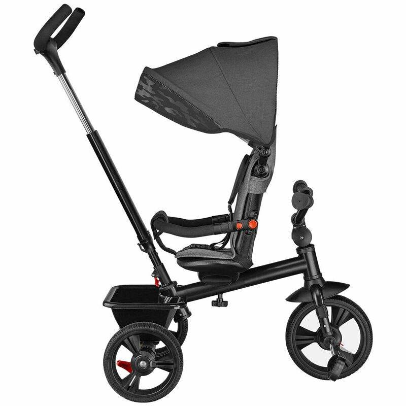 Tricicleta copii, Lionelo, Haari, Ultrapliabila, Multifunctionala, Suport picioare, Control al directiei, Scaun reversibil, Rotire 360 grade, Conform cu standardul european de securitate EN71, Gri - gogobaby.ro