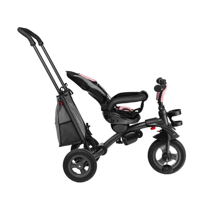 Tricicleta copii, Lionelo, Tris, Ultrapliabila, Multifunctionala. Mecanism de pedalare libera, Suport picioare, Control al directiei, Scaun reversibil, Rotire 360 grade, Conform cu standardul europeane de securitate EN71, Roz/Gri - gogobaby.ro