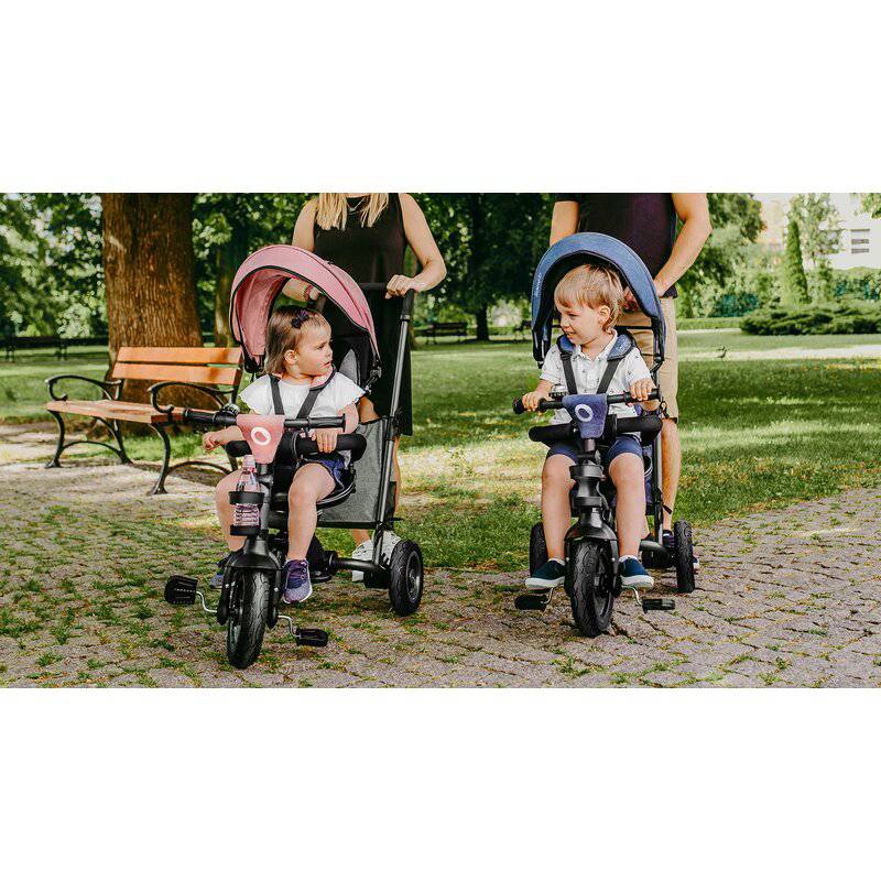 Tricicleta copii, Lionelo, Tris, Ultrapliabila, Multifunctionala. Mecanism de pedalare libera, Suport picioare, Control al directiei, Scaun reversibil, Rotire 360 grade, Conform cu standardul europeane de securitate EN71, Roz/Gri - gogobaby.ro