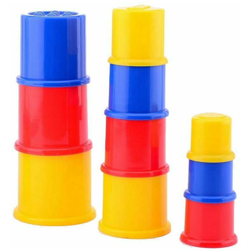 Set 10 cupe pentru stivuit, Happy World, Jucarie educativa pentru copii, Multicolor - gogobaby.ro