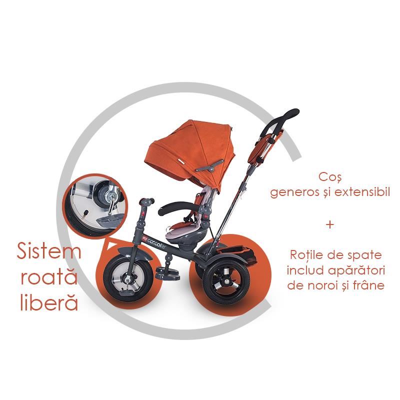 Tricicleta multifunctionala Coccolle Giro Plus Albastru - gogobaby.ro