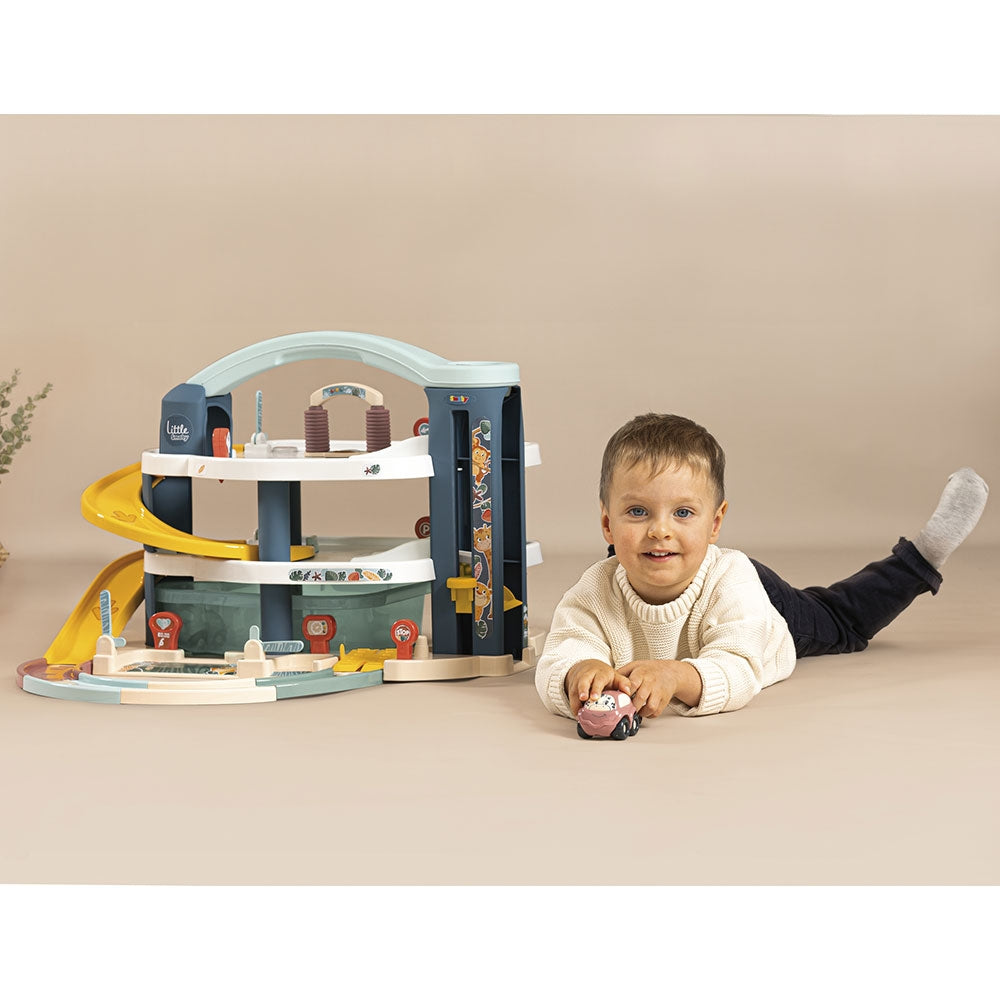 Pista de masini Smoby Big Garage cu masinuta si elicopter - gogobaby.ro