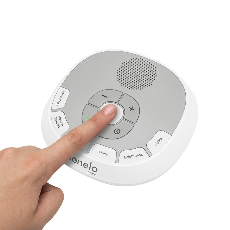 Lampa de veghe, Lionelo, BabyNap, 2 in 1, Wireless, Cu sunete si melodii de leagan, Cu 11 culori si 3 niveluri de luminozitate, Cu functie de redare si inregistrare batai inima, Alb - gogobaby.ro