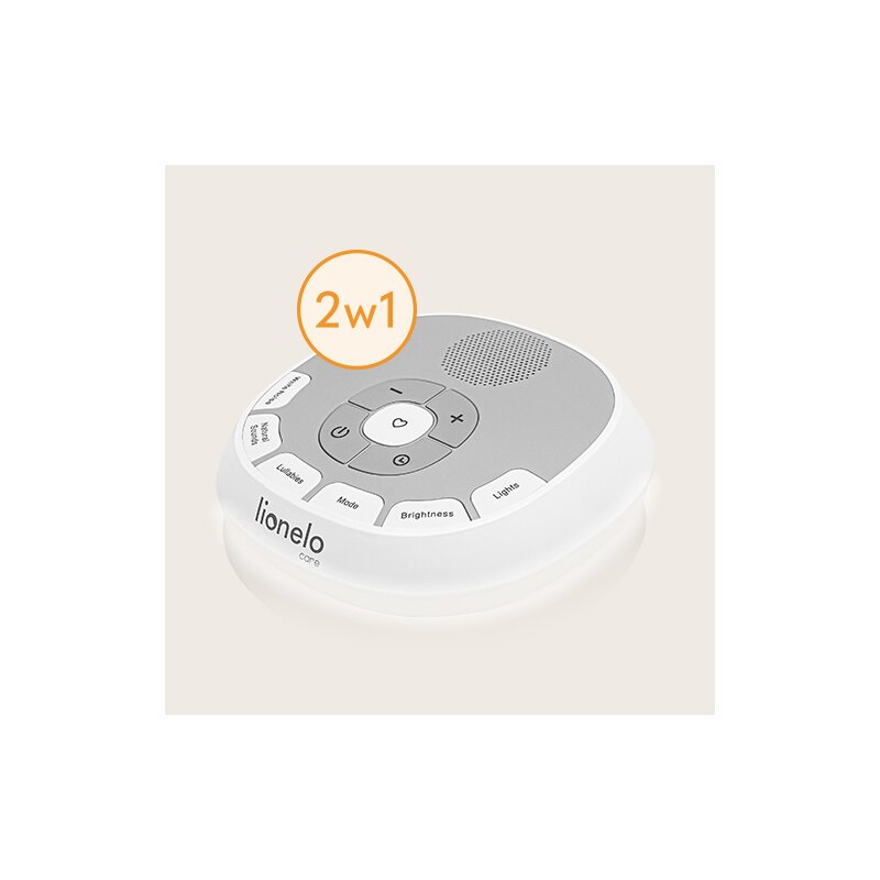 Lampa de veghe, Lionelo, BabyNap, 2 in 1, Wireless, Cu sunete si melodii de leagan, Cu 11 culori si 3 niveluri de luminozitate, Cu functie de redare si inregistrare batai inima, Alb - gogobaby.ro