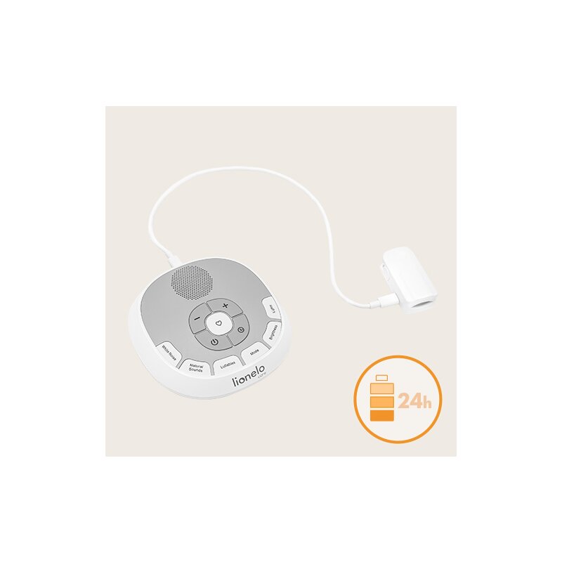 Lampa de veghe, Lionelo, BabyNap, 2 in 1, Wireless, Cu sunete si melodii de leagan, Cu 11 culori si 3 niveluri de luminozitate, Cu functie de redare si inregistrare batai inima, Alb - gogobaby.ro