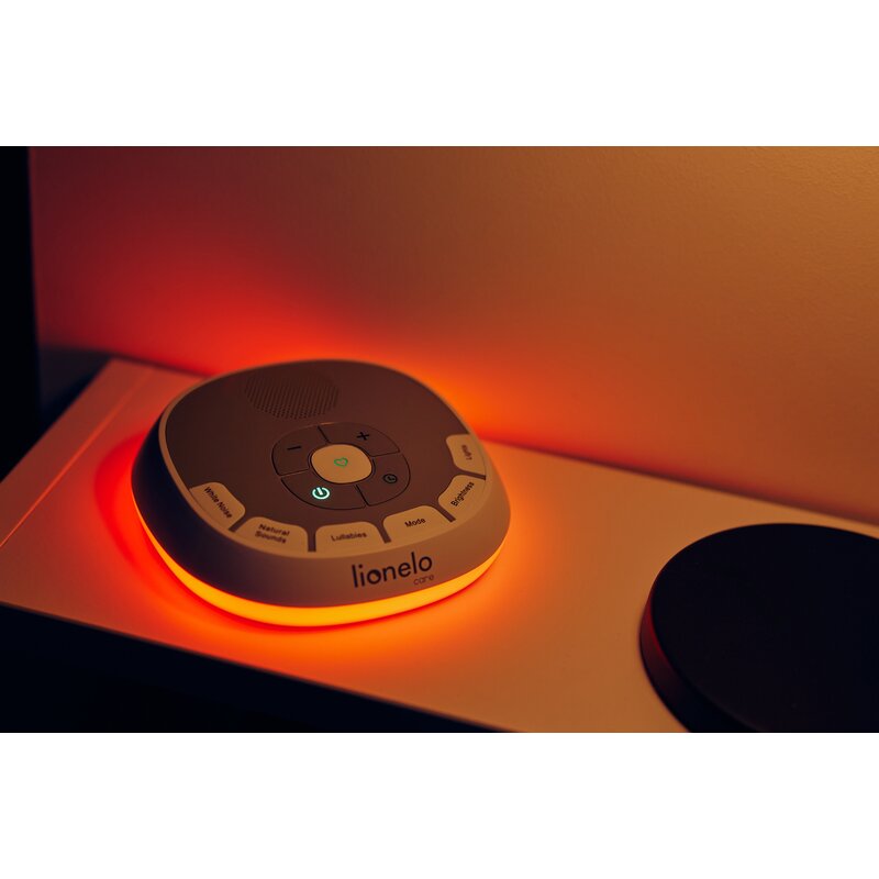 Lampa de veghe, Lionelo, BabyNap, 2 in 1, Wireless, Cu sunete si melodii de leagan, Cu 11 culori si 3 niveluri de luminozitate, Cu functie de redare si inregistrare batai inima, Alb - gogobaby.ro