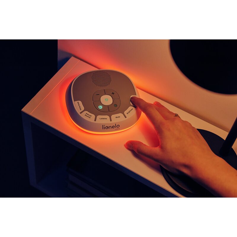 Lampa de veghe, Lionelo, BabyNap, 2 in 1, Wireless, Cu sunete si melodii de leagan, Cu 11 culori si 3 niveluri de luminozitate, Cu functie de redare si inregistrare batai inima, Alb - gogobaby.ro