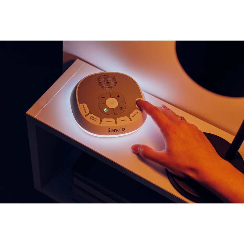 Lampa de veghe, Lionelo, BabyNap, 2 in 1, Wireless, Cu sunete si melodii de leagan, Cu 11 culori si 3 niveluri de luminozitate, Cu functie de redare si inregistrare batai inima, Alb - gogobaby.ro