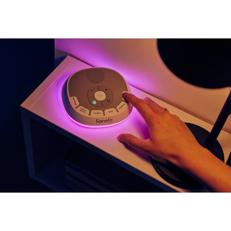 Lampa de veghe, Lionelo, BabyNap, 2 in 1, Wireless, Cu sunete si melodii de leagan, Cu 11 culori si 3 niveluri de luminozitate, Cu functie de redare si inregistrare batai inima, Alb - gogobaby.ro