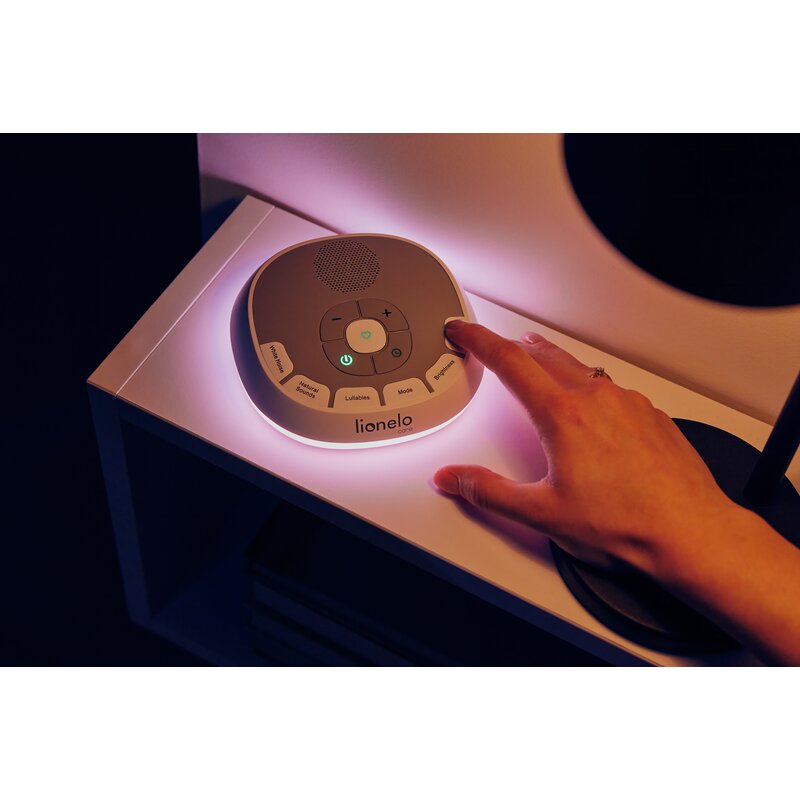 Lampa de veghe, Lionelo, BabyNap, 2 in 1, Wireless, Cu sunete si melodii de leagan, Cu 11 culori si 3 niveluri de luminozitate, Cu functie de redare si inregistrare batai inima, Alb - gogobaby.ro