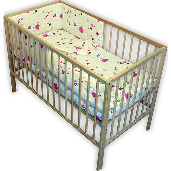 Lenjerie patut Hubners Kitty Floricele 4 piese crem - gogobaby.ro