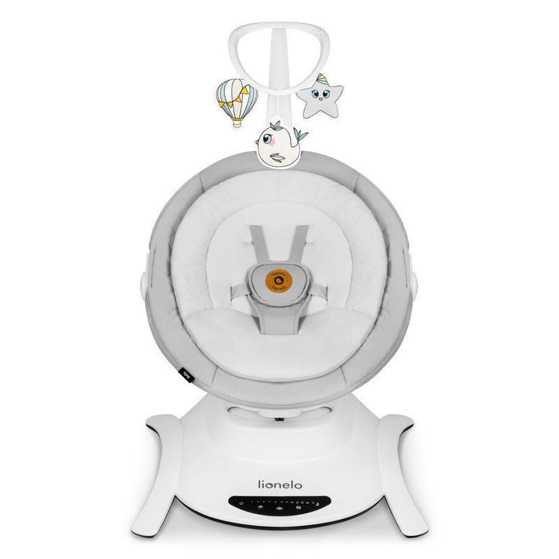Balansoar, Lionelo, Bella, Multifunctional, Electric, Scaun reglabil, Ecran tactil si telecomanda, 6 miscari unice, 5 viteze, Cu melodii, Gri - gogobaby.ro