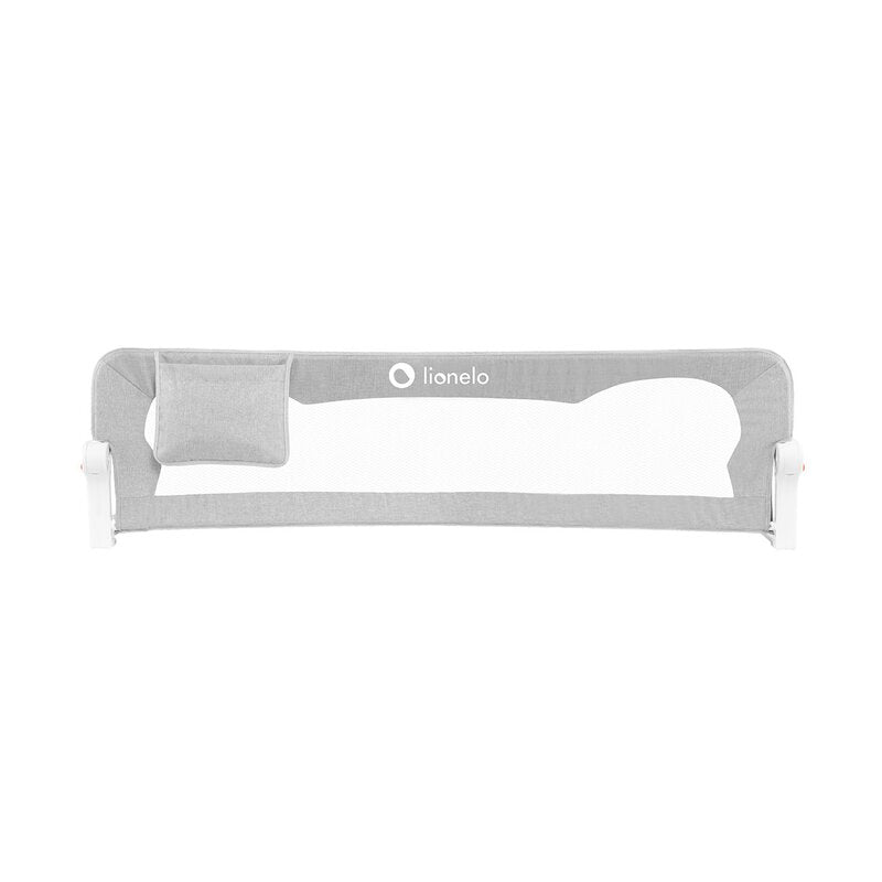 Protectie laterala pat, Lionelo, Eva, Cu buzunar accesorii, 150x35 cm, Conform cu standardul european de securitate BS7072, Gri - gogobaby.ro