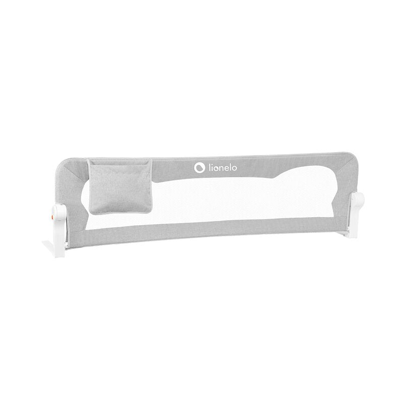 Protectie laterala pat, Lionelo, Eva, Cu buzunar accesorii, 150x35 cm, Conform cu standardul european de securitate BS7072, Gri - gogobaby.ro
